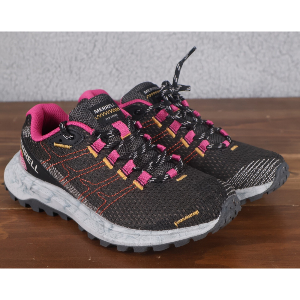 Merrell Shoes Womens 5 Black Fuchsia Fly Strike Trail Running Hiking Mesh